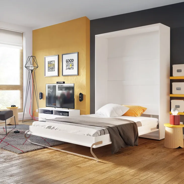 Letto a scomparsa verticale 140x200 cm alla francese bianco Chimera