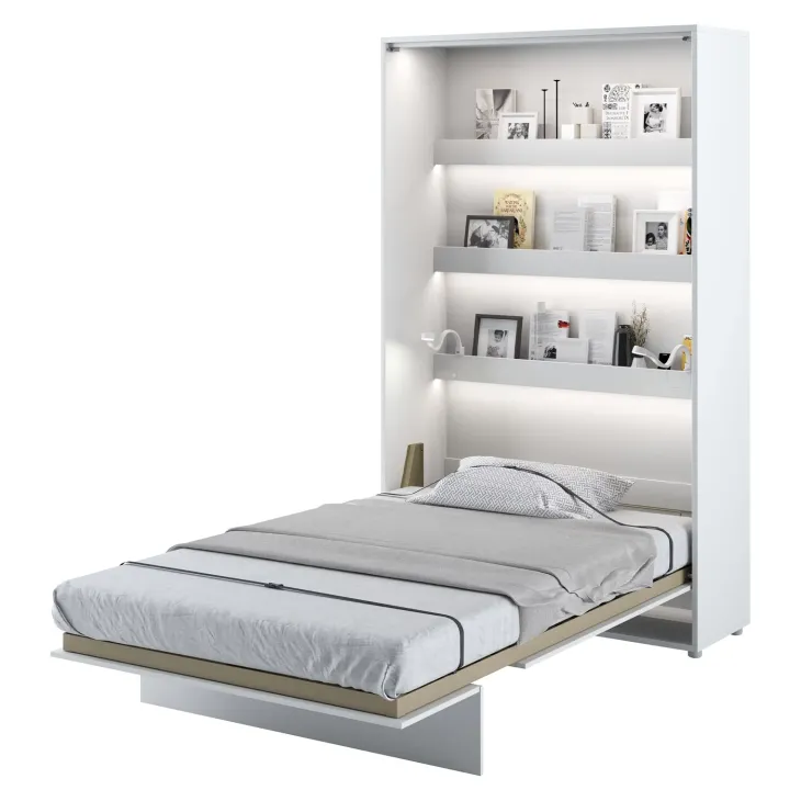 Letto a scomparsa verticale 120x200 cm una piazza e mezza bianco Camelio