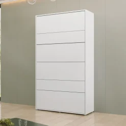 Letto a scomparsa verticale 120x200 cm una piazza e mezza bianco Camelio
