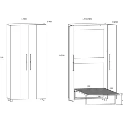Letto a scomparsa verticale 90x200cm singolo bianco pino Calvin Gihome®