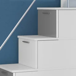 Letto a soppalco con armadio 324x180cm bianco grigio 2 letti Diego Gihome®
