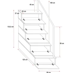 Letto a soppalco con armadio 254x120cm bianco Simone Gihome®