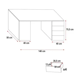 Letto a soppalco con armadio 254x120cm bianco Simone Gihome®