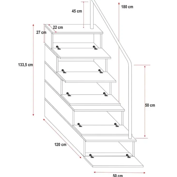 Letto a soppalco con armadio 254x120cm bianco grigio Simone Gihome®