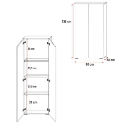 Letto a soppalco con armadio 254x120cm bianco rosa Simone Gihome®