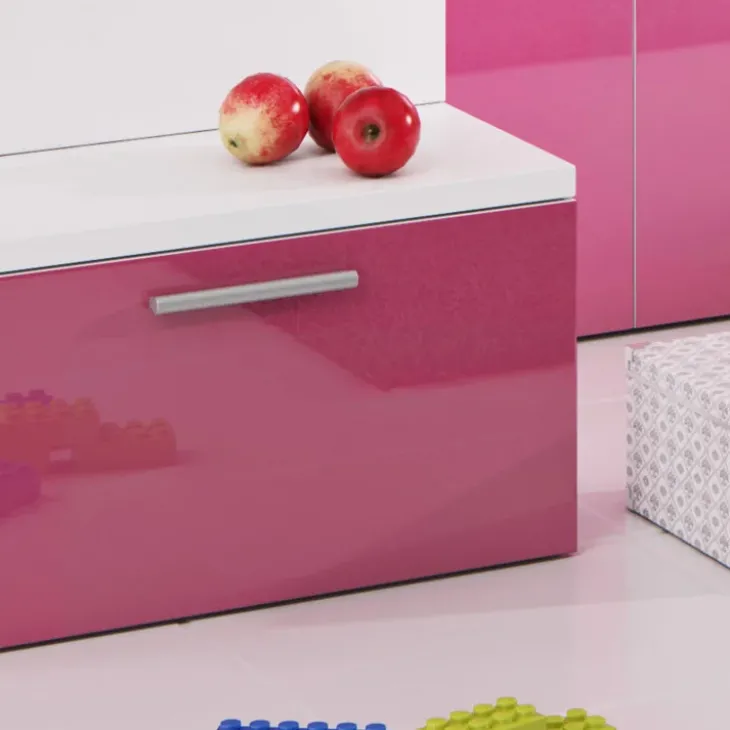 Letto a soppalco con armadio 254x120cm bianco rosa Simone Gihome®