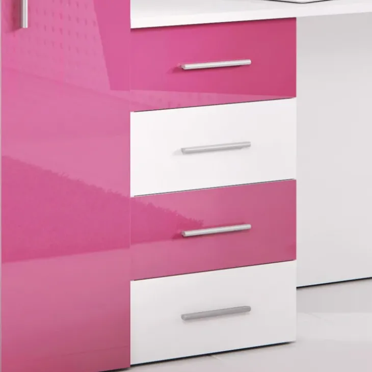 Letto a soppalco con armadio 254x120cm bianco rosa Simone Gihome®