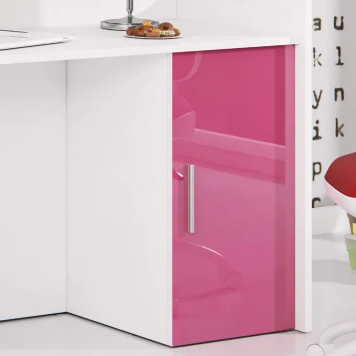 Letto a soppalco con armadio 254x120cm bianco rosa Simone Gihome®