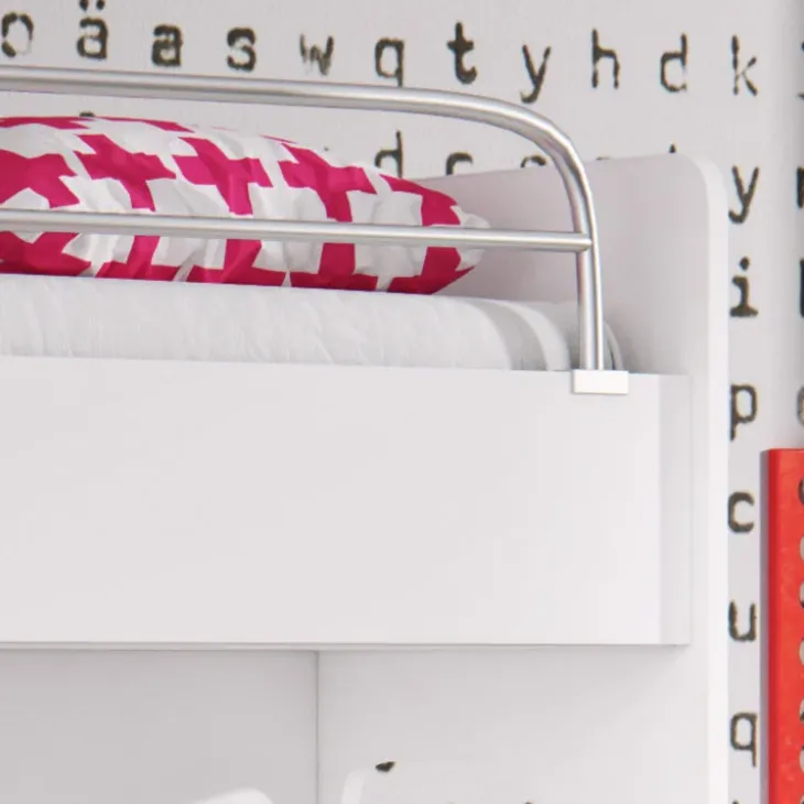 Letto a soppalco con armadio 254x120cm bianco rosa Simone Gihome®