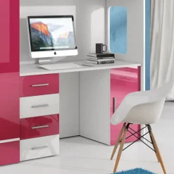 Letto a soppalco con armadio 324x180cm bianco rosa 2 letti Diego Gihome®