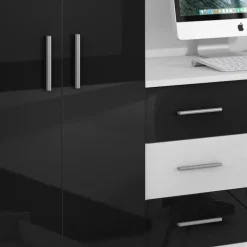 Letto a soppalco con armadio 324x180cm bianco nero 2 letti Diego Gihome®