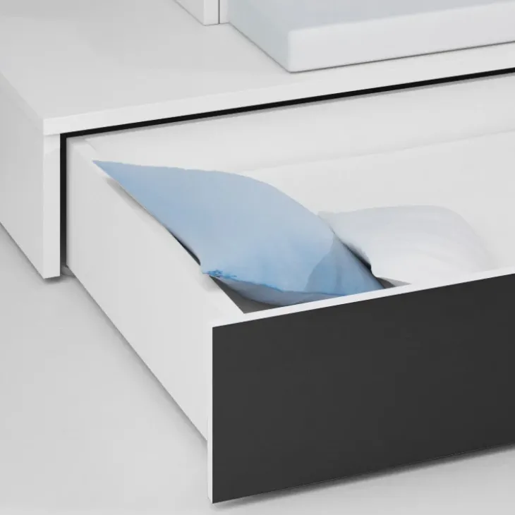 Letto a soppalco con armadio 324x180cm bianco nero 2 letti Diego Gihome®