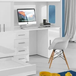 Letto a soppalco con armadio 324x180cm bianco 2 letti Diego Gihome®