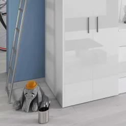 Letto a soppalco per bambini con armadio 204x86cm bianco Luca