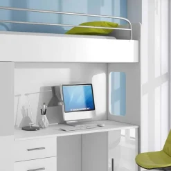 Letto a soppalco per bambini con armadio 204x86cm bianco Luca