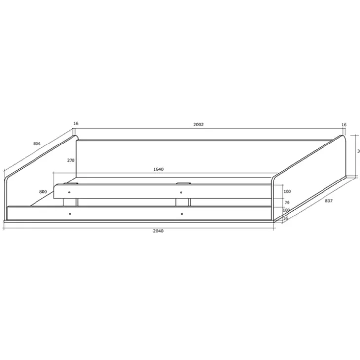 Letto a soppalco 204x120cm destra bianco pino grafite Dollie Gihome®