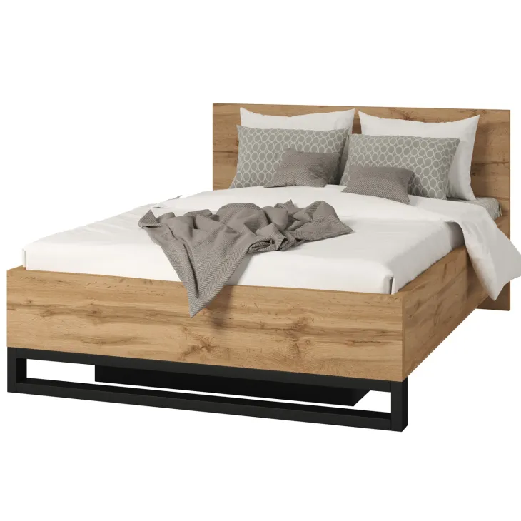 Letto contenitore alla francese 140x200cm rovere nero Petra