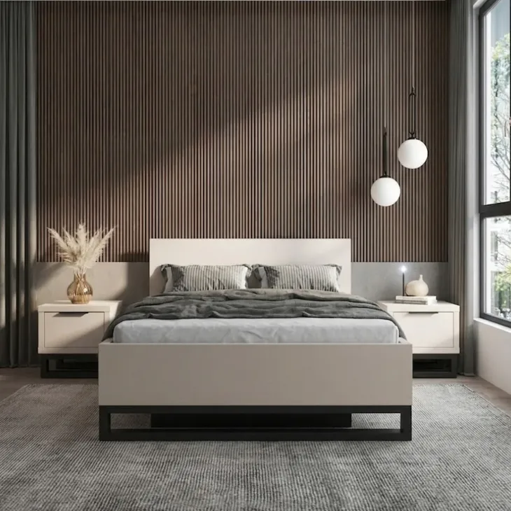Letto contenitore alla francese 140x200cm beige cashmere Petra