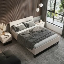 Letto contenitore alla francese 140x200cm beige cashmere Petra