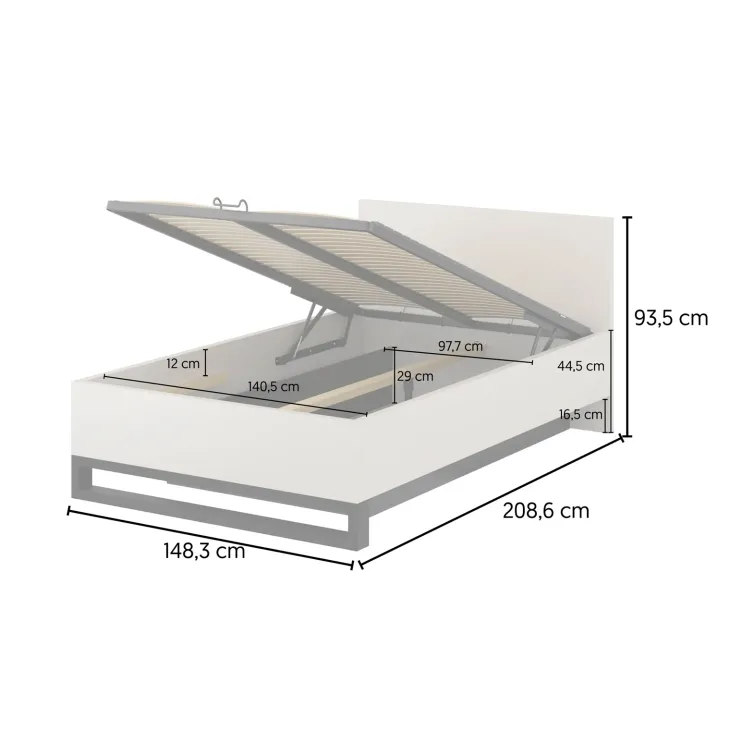 Letto contenitore alla francese 140x200cm beige cashmere Petra