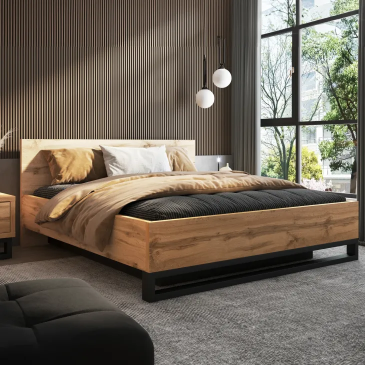 Letto contenitore matrimoniale oversize 180x200cm rovere nero Petra