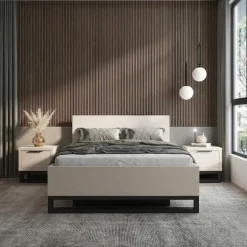 Letto contenitore matrimoniale oversize 180x200cm beige cashmere Petra