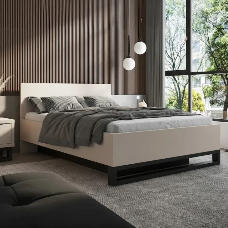 Letto contenitore matrimoniale oversize 180x200cm beige cashmere Petra