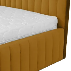 Letto contenitore matrimoniale oversize 180x200 imbottito velluto senape Poffi