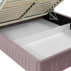 Letto contenitore matrimoniale oversize 180x200 imbottito velluto rosa Poffi