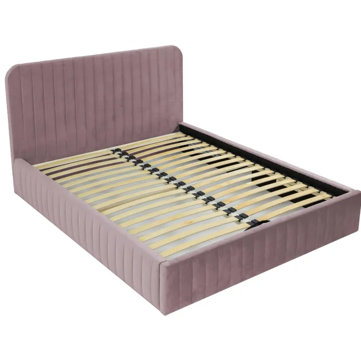 Letto contenitore matrimoniale oversize 180x200 imbottito velluto rosa Poffi