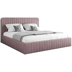 Letto contenitore matrimoniale oversize 180x200 imbottito velluto rosa Poffi