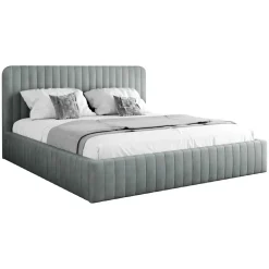 Letto contenitore matrimoniale oversize 180x200 imbottito velluto grigio Poffi