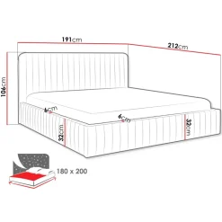 Letto contenitore matrimoniale oversize 180x200 imbottito velluto grigio Poffi