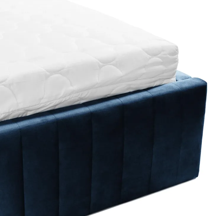 Letto contenitore matrimoniale oversize 180x200 imbottito velluto blu Poffi