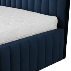 Letto contenitore matrimoniale oversize 180x200 imbottito velluto blu Poffi