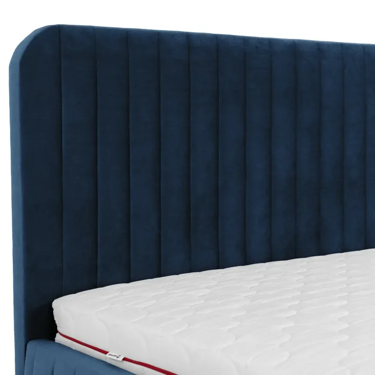 Letto contenitore matrimoniale oversize 180x200 imbottito velluto blu Poffi