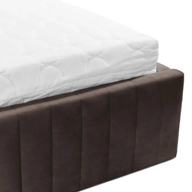 Letto contenitore matrimoniale oversize 180x200 imbottito velluto marrone Poffi