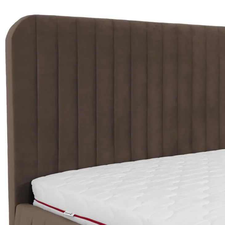 Letto contenitore matrimoniale oversize 180x200 imbottito velluto marrone Poffi