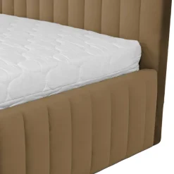 Letto contenitore matrimoniale oversize 180x200 imbottito velluto tortora Poffi