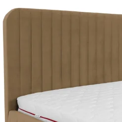 Letto contenitore matrimoniale oversize 180x200 imbottito velluto tortora Poffi