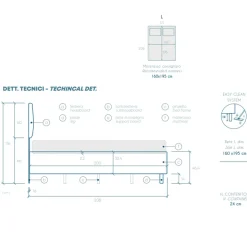 Letto contenitore matrimoniale 160x195 imbottito tessuto bianco CozyHaven