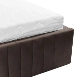 Letto contenitore matrimoniale 160x200 imbottito velluto marrone Poffi