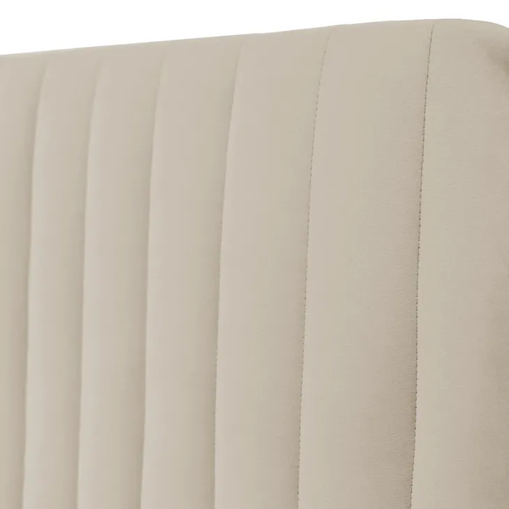 Letto contenitore matrimoniale 160x200 imbottito velluto beige Poffi