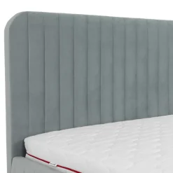 Letto contenitore matrimoniale 160x200 imbottito velluto grigio Poffi