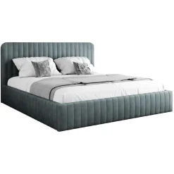 Letto contenitore matrimoniale 160x200 imbottito velluto grigio scuro Poffi