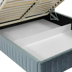 Letto contenitore matrimoniale 160x200 imbottito velluto grigio scuro Poffi