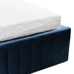 Letto contenitore matrimoniale 160x200 imbottito velluto blu Poffi