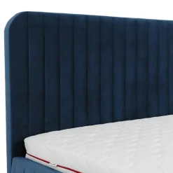 Letto contenitore matrimoniale 160x200 imbottito velluto blu Poffi