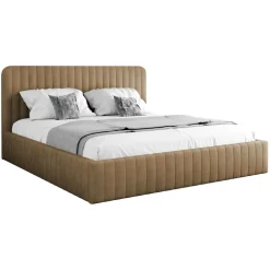Letto contenitore matrimoniale 160x200 imbottito velluto tortora Poffi
