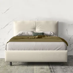 Letto contenitore matrimoniale 160x195cm imbottito tessuto bianco EliteDreams